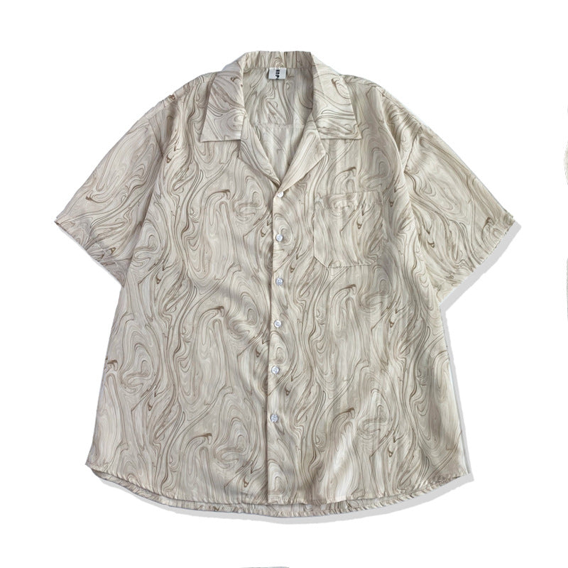 Summer Pattern Cuban Collar Short Sleeve