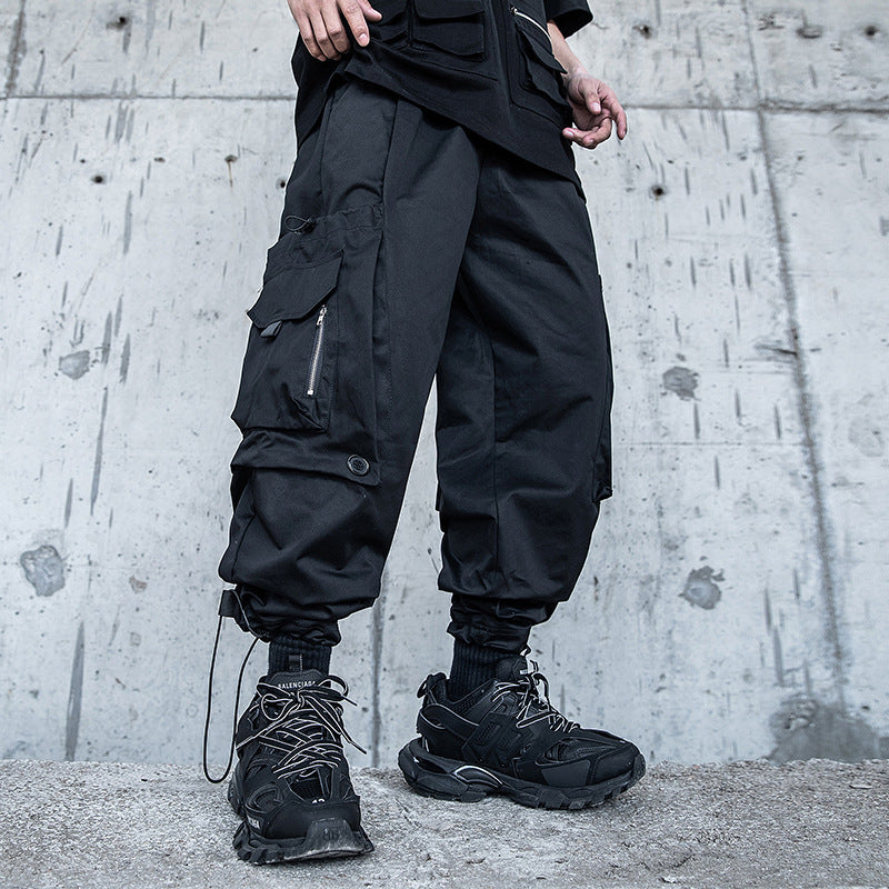 Black Samurai Tie-pants Men's Loose Hip-hop