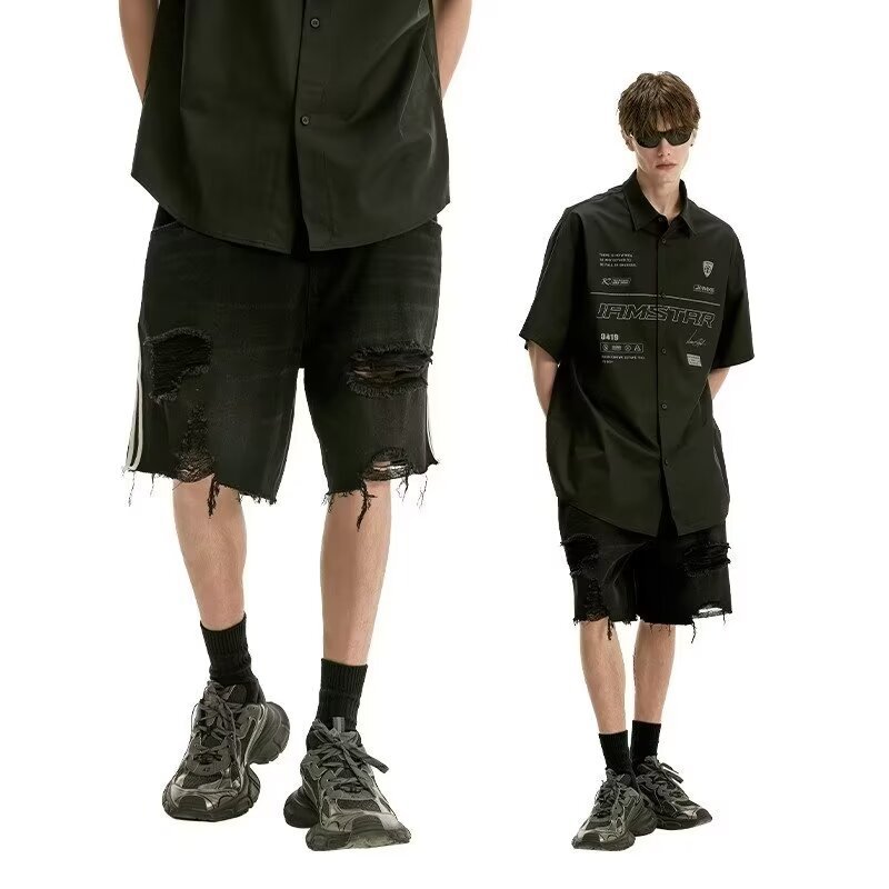 Men's Fashionable And Versatile Ripped Denim Shorts