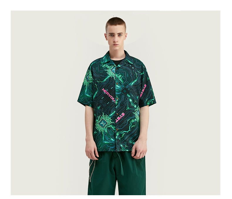 Cuban collar short sleeve shirt