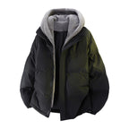 Mens Winter Loose, Padded Fleece Jacket With A Fake Two-Piece Design For Warmth