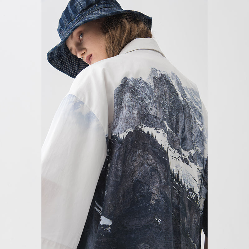 Cuban Collar Short Sleeved Shirt