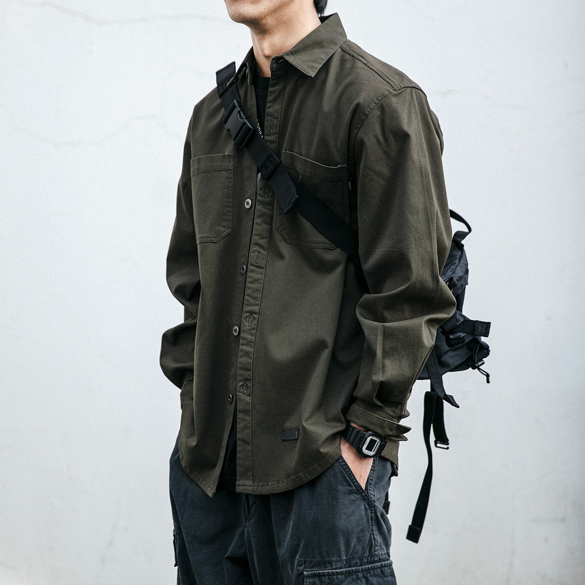Korean-style Trendy Loose-pocket Shirt Versatile Casual Jacket For Young Men