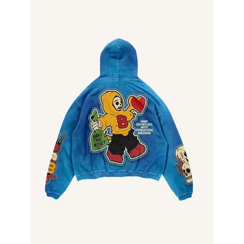 American Retro 3D Digital-Print Trendy Hoodie Sweater