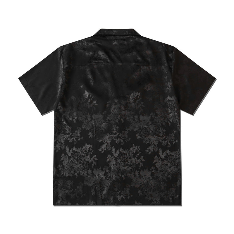 Beach loose black pattern short sleeves