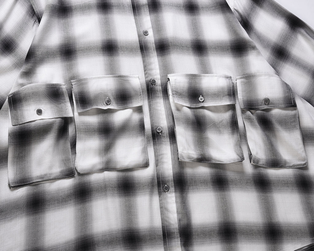 Fashion Small Fragrance Style Black And White Plaid Shirt Men Loose