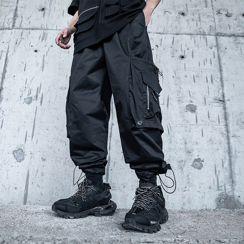 Black Samurai Tie-pants Men's Loose Hip-hop