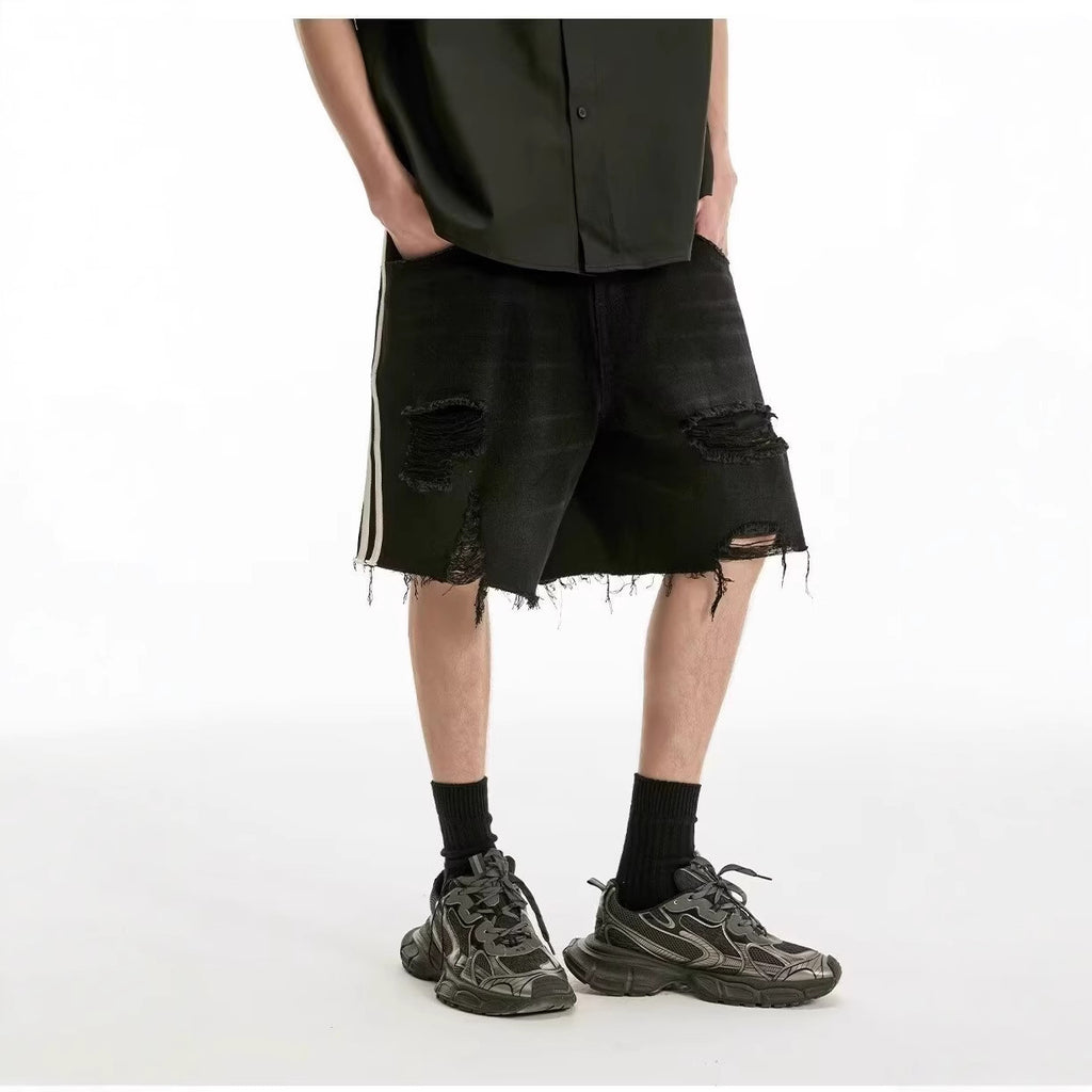 Men's Fashionable And Versatile Ripped Denim Shorts