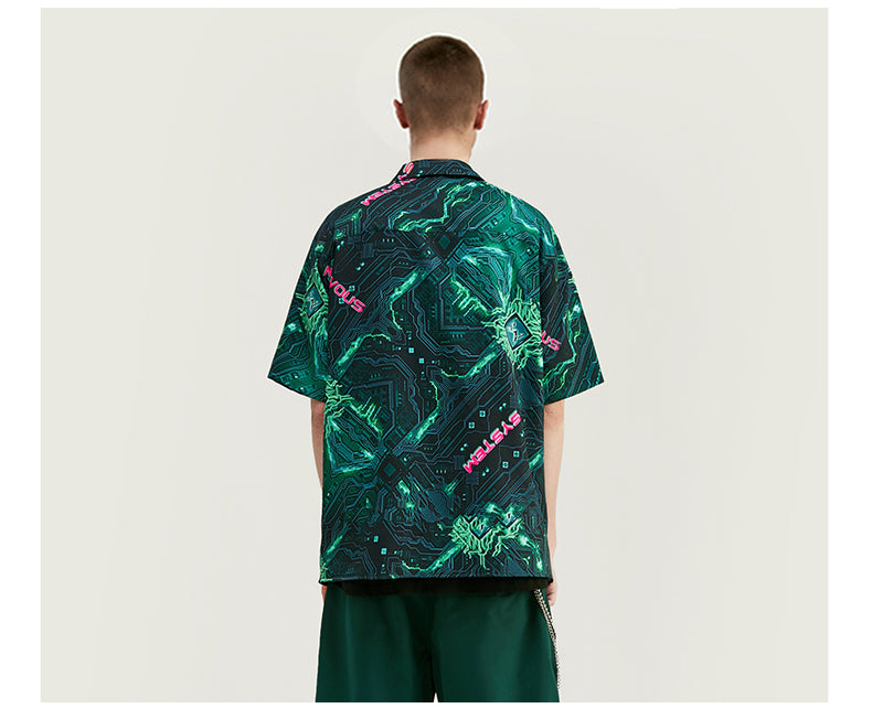 Cuban collar short sleeve shirt