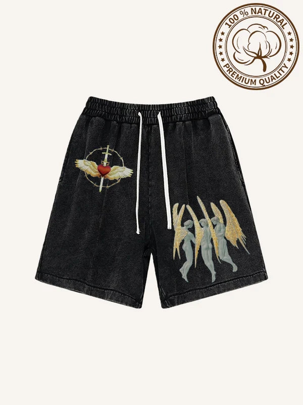 Men's Vintage Washed Loose Drawstring Shorts