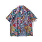 Men's Summer Cuban Collar Short Sleeve Printed Shirt Top