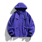 Japanese Style Retro Zippered Pocket Hooded Loose Fit Functional Shell Jacket