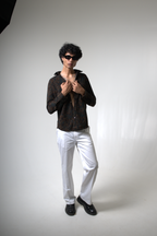 Brown Black Corduroy Shirt for Casual and Streetwear Style