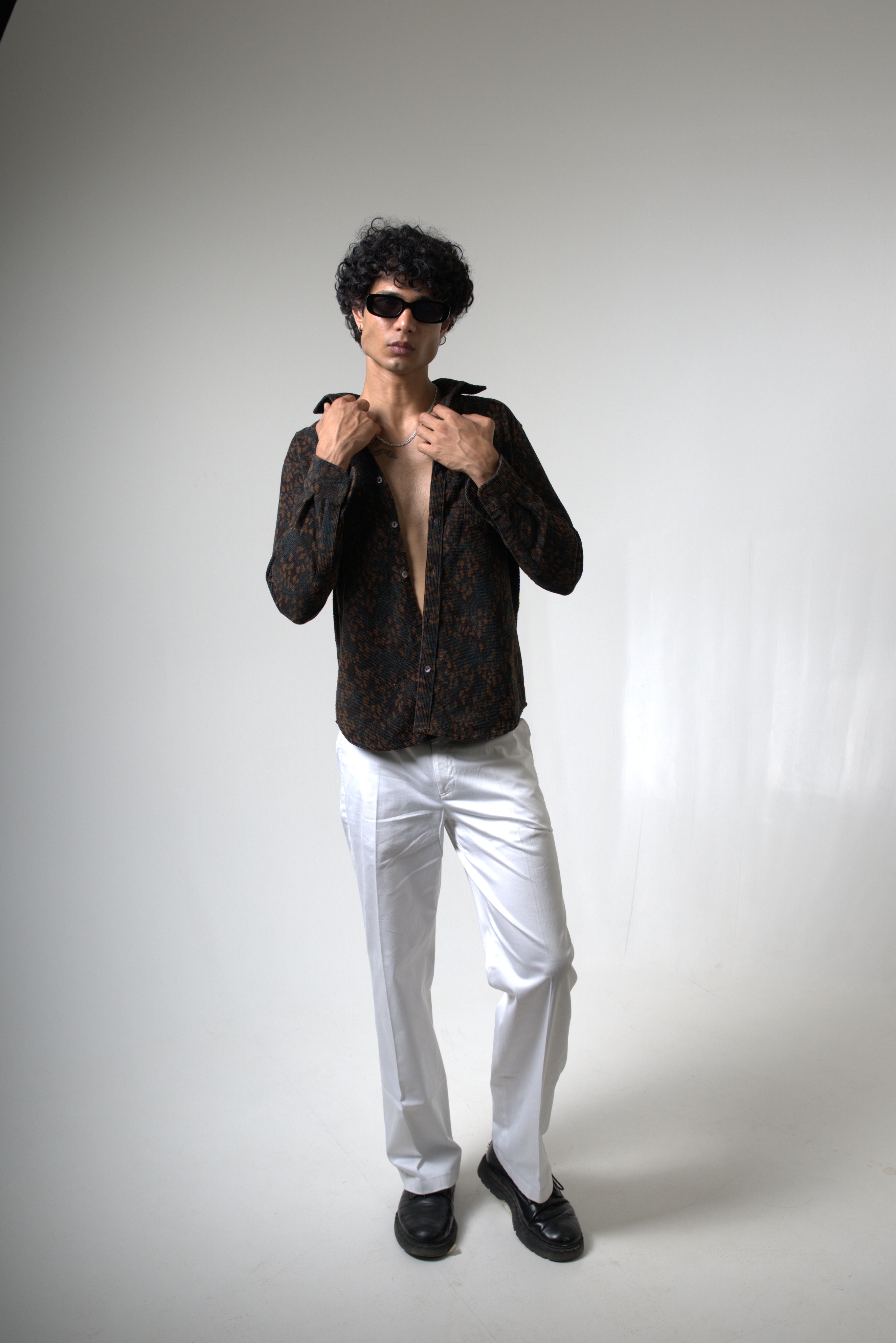 Brown Black Corduroy Shirt for Casual and Streetwear Style