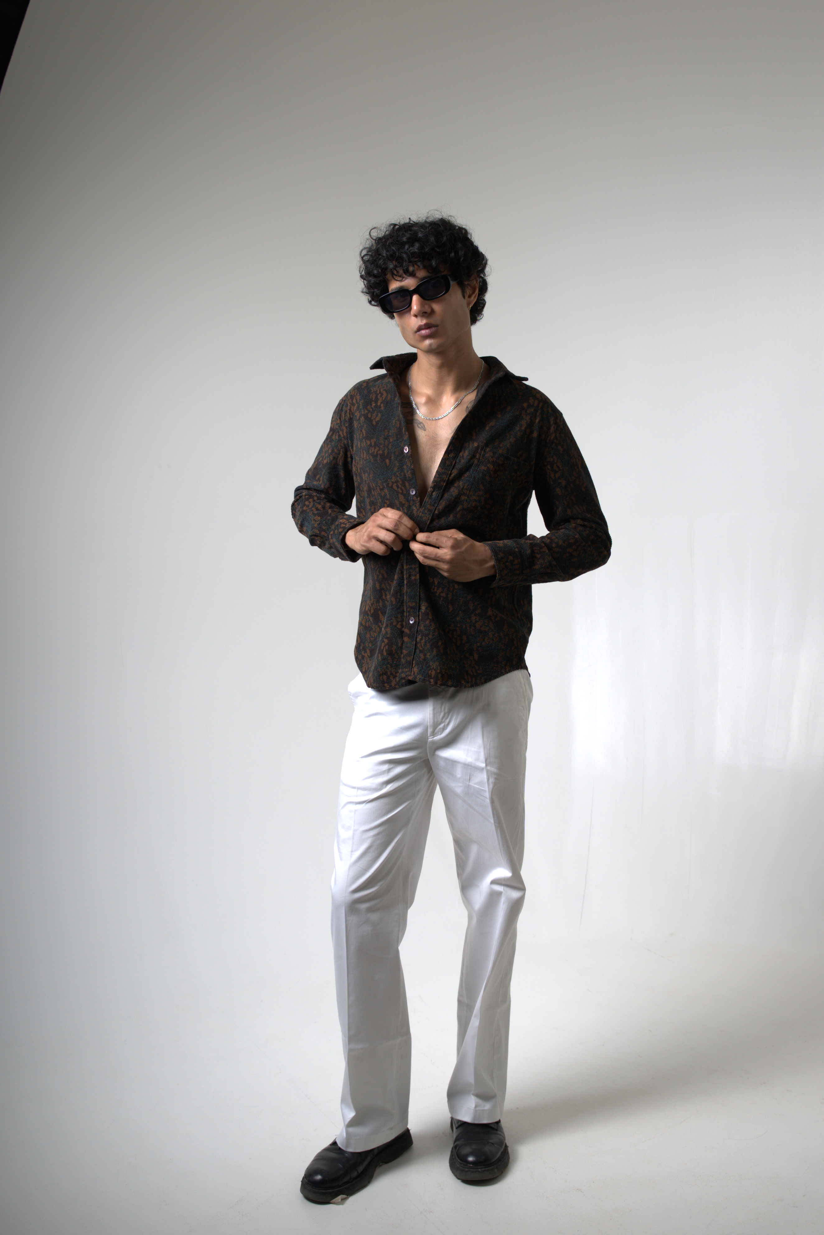 Brown Black Corduroy Shirt for Casual and Streetwear Style