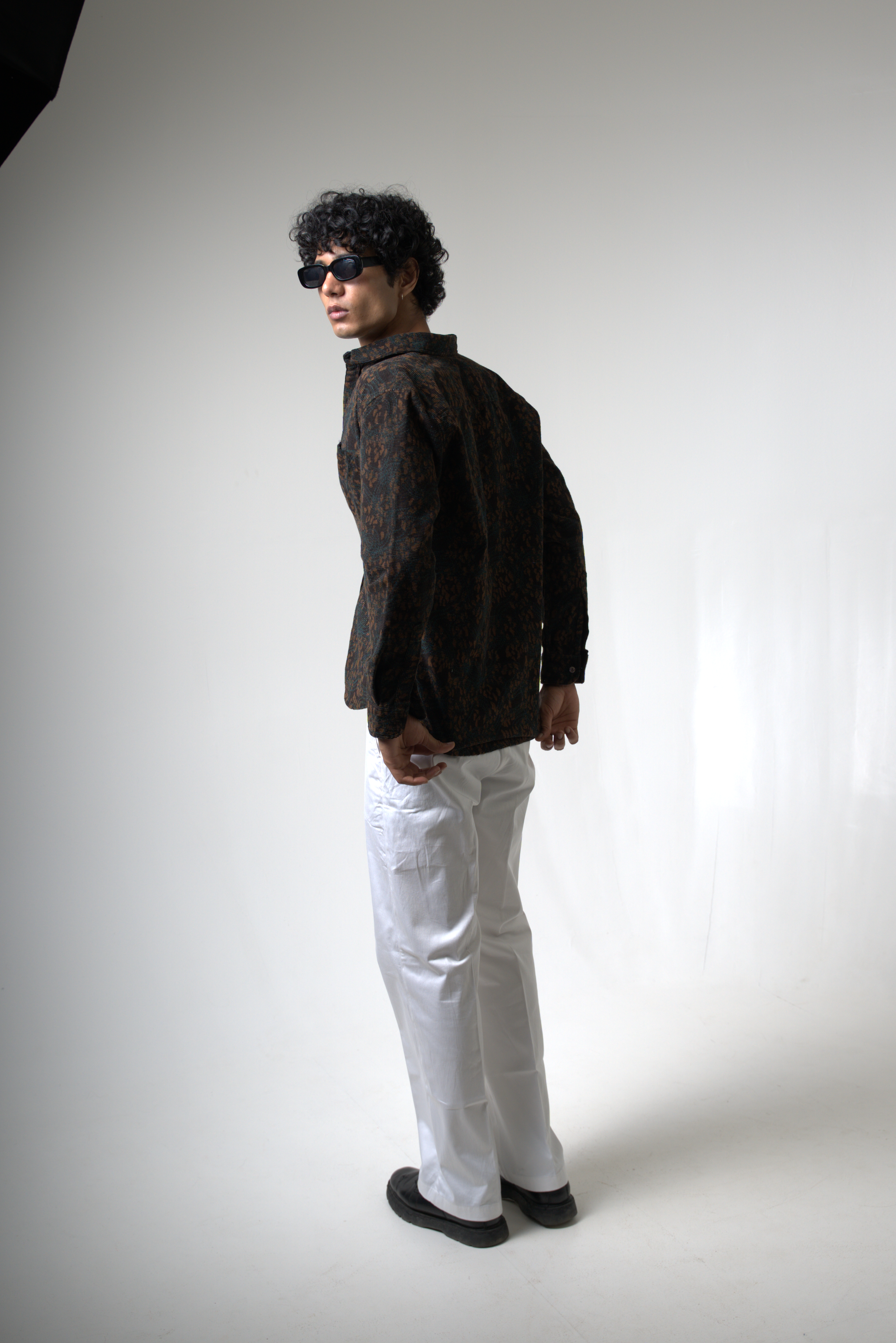 Brown Black Corduroy Shirt for Casual and Streetwear Style