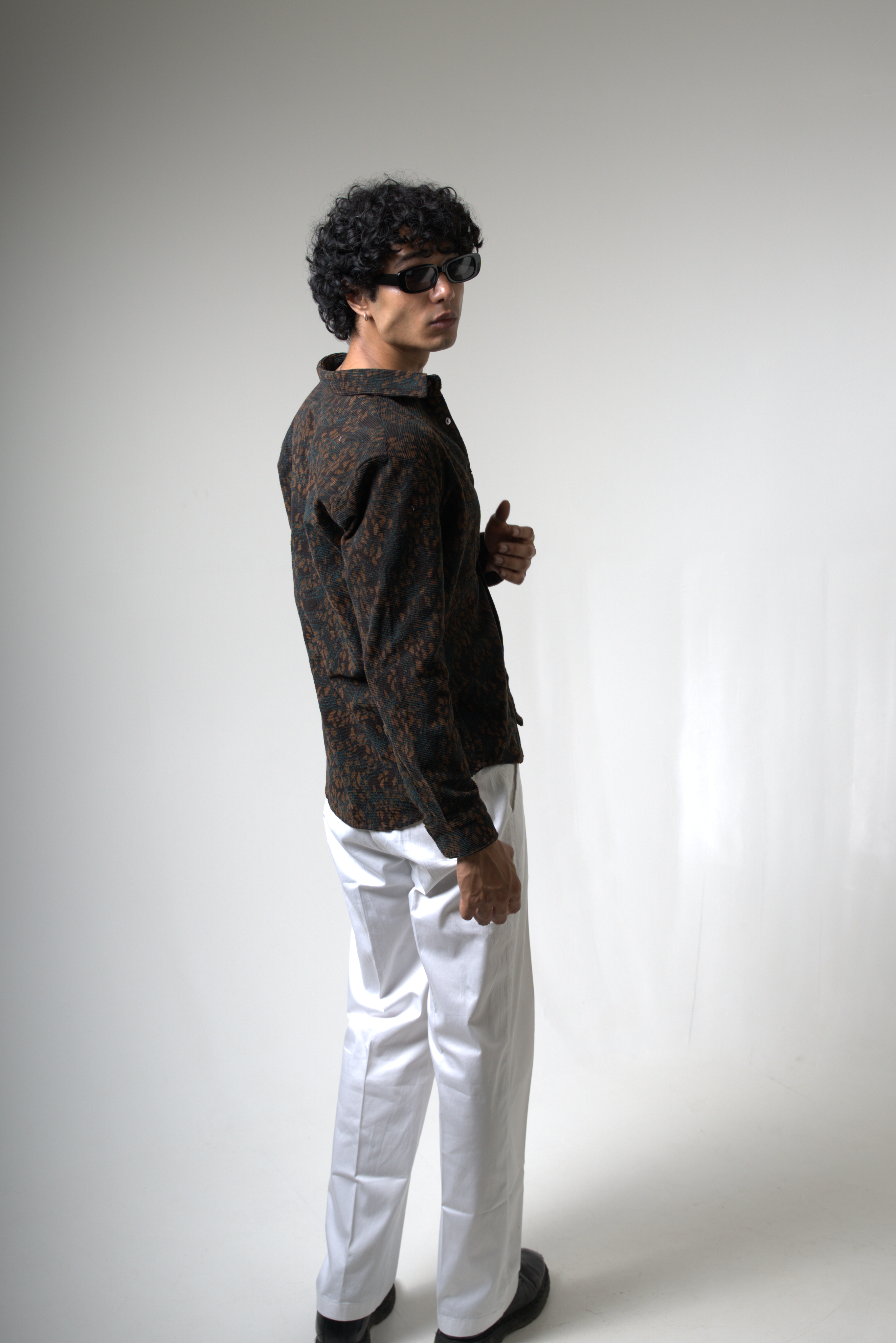 Brown Black Corduroy Shirt for Casual and Streetwear Style