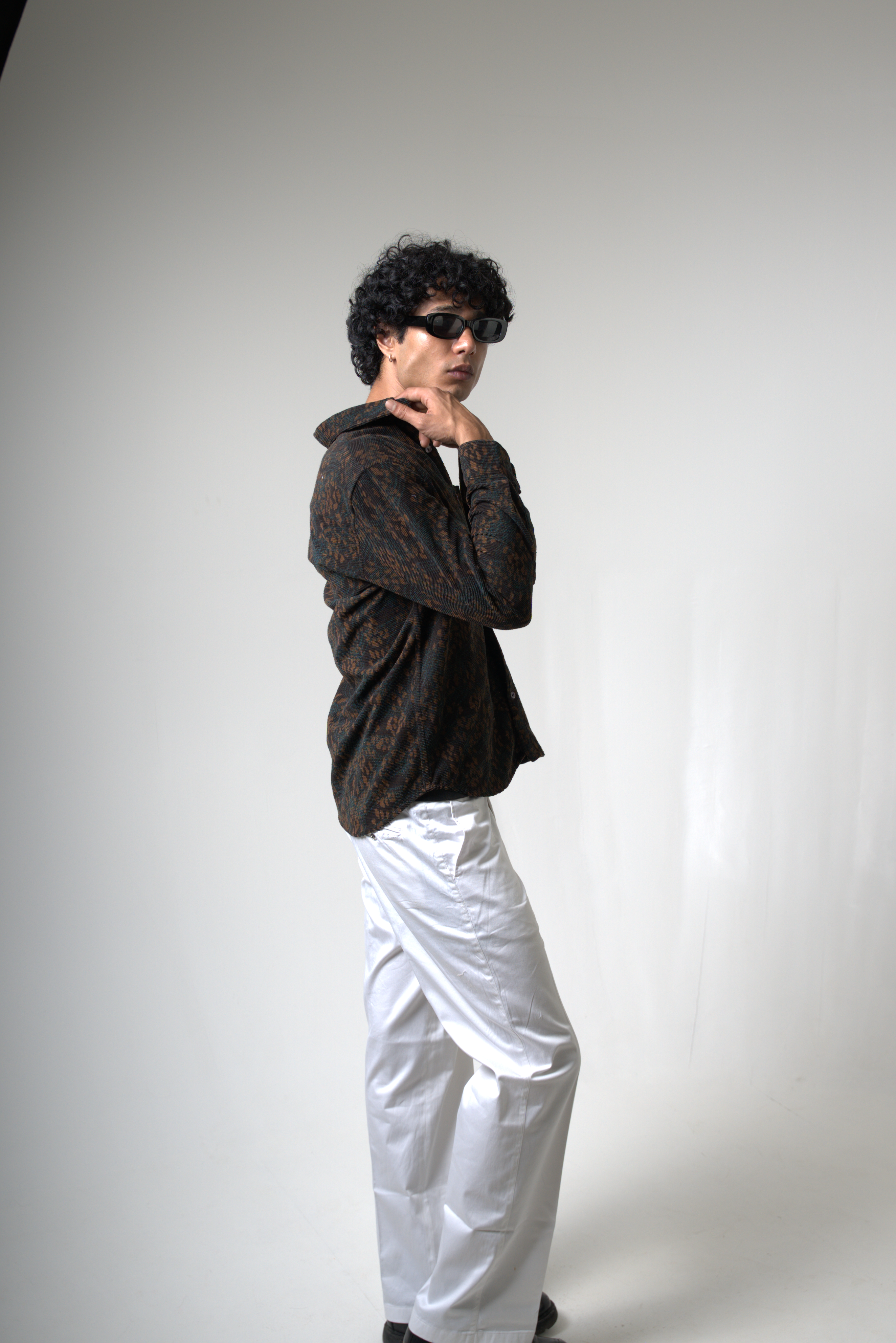 Brown Black Corduroy Shirt for Casual and Streetwear Style