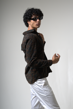 Brown Black Corduroy Shirt for Casual and Streetwear Style