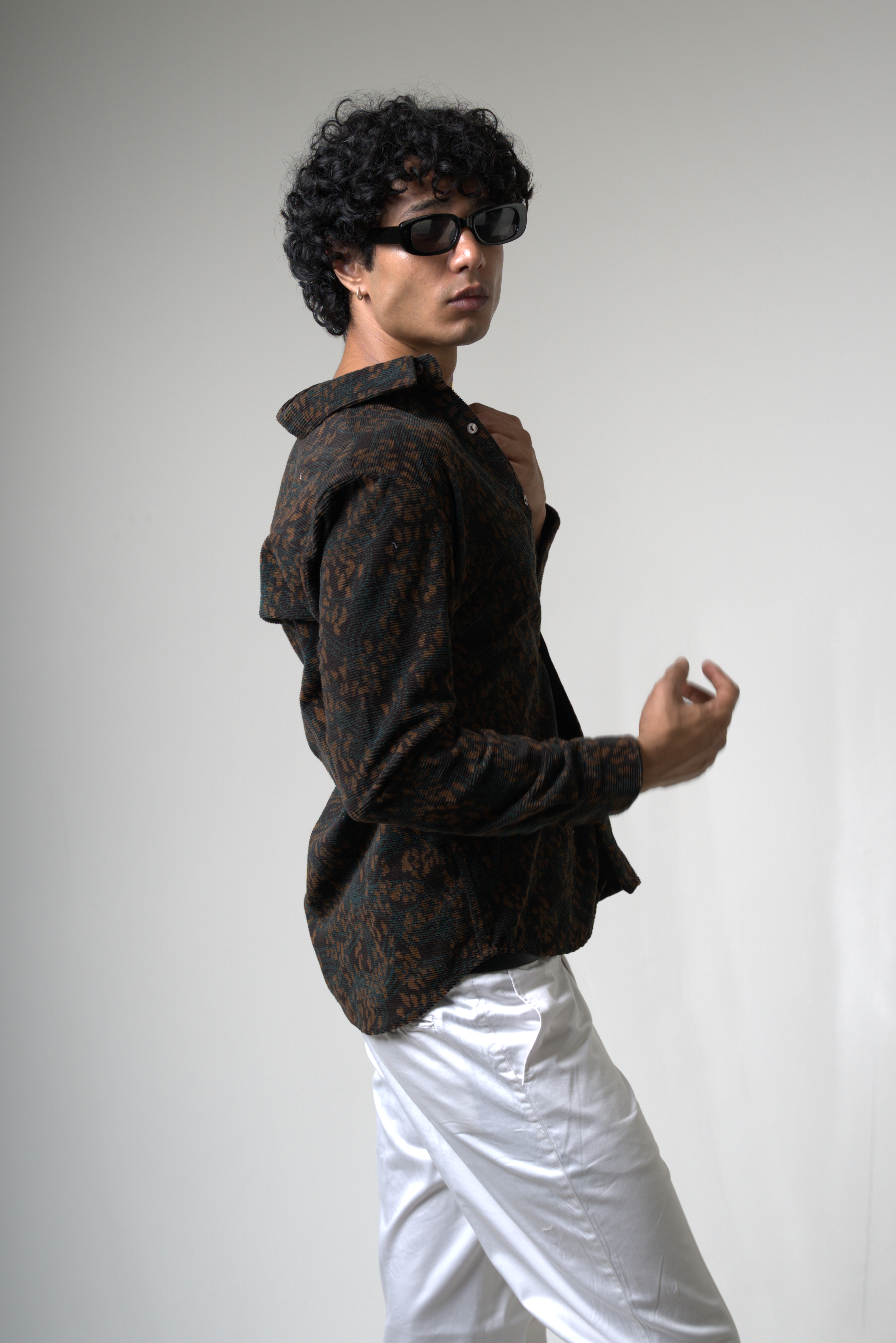 Brown Black Corduroy Shirt for Casual and Streetwear Style