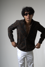 Brown Black Corduroy Shirt for Casual and Streetwear Style