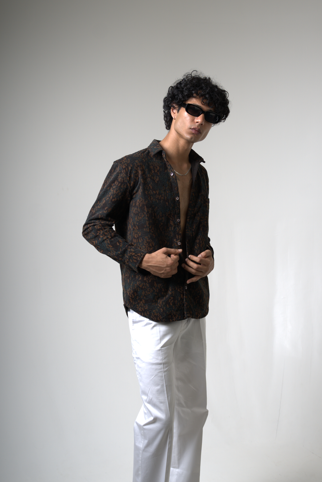 Brown Black Corduroy Shirt for Casual and Streetwear Style