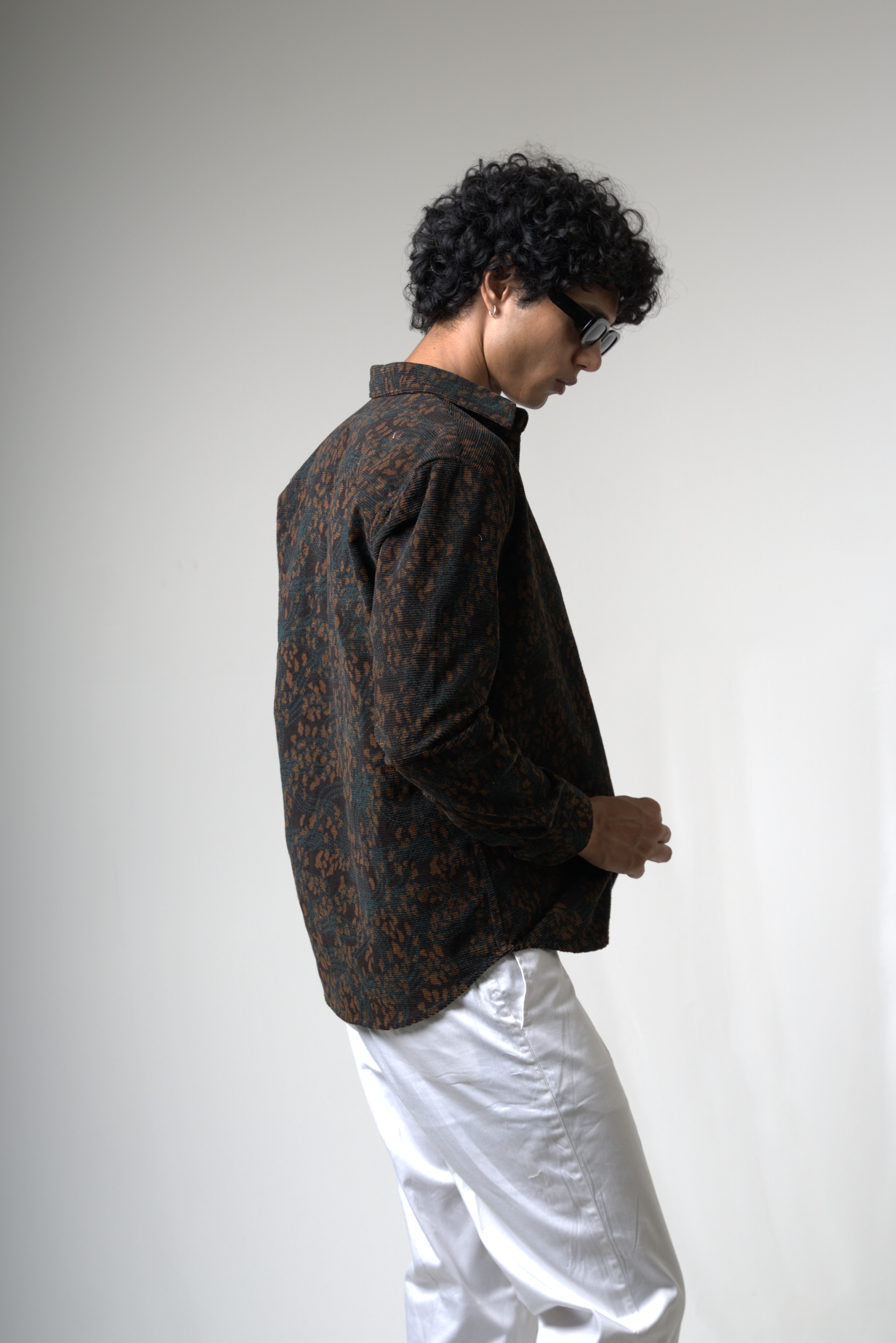 Brown Black Corduroy Shirt for Casual and Streetwear Style