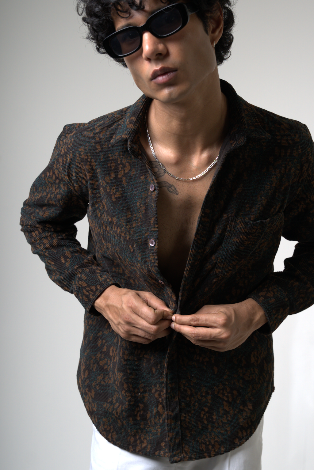 Brown Black Corduroy Shirt for Casual and Streetwear Style