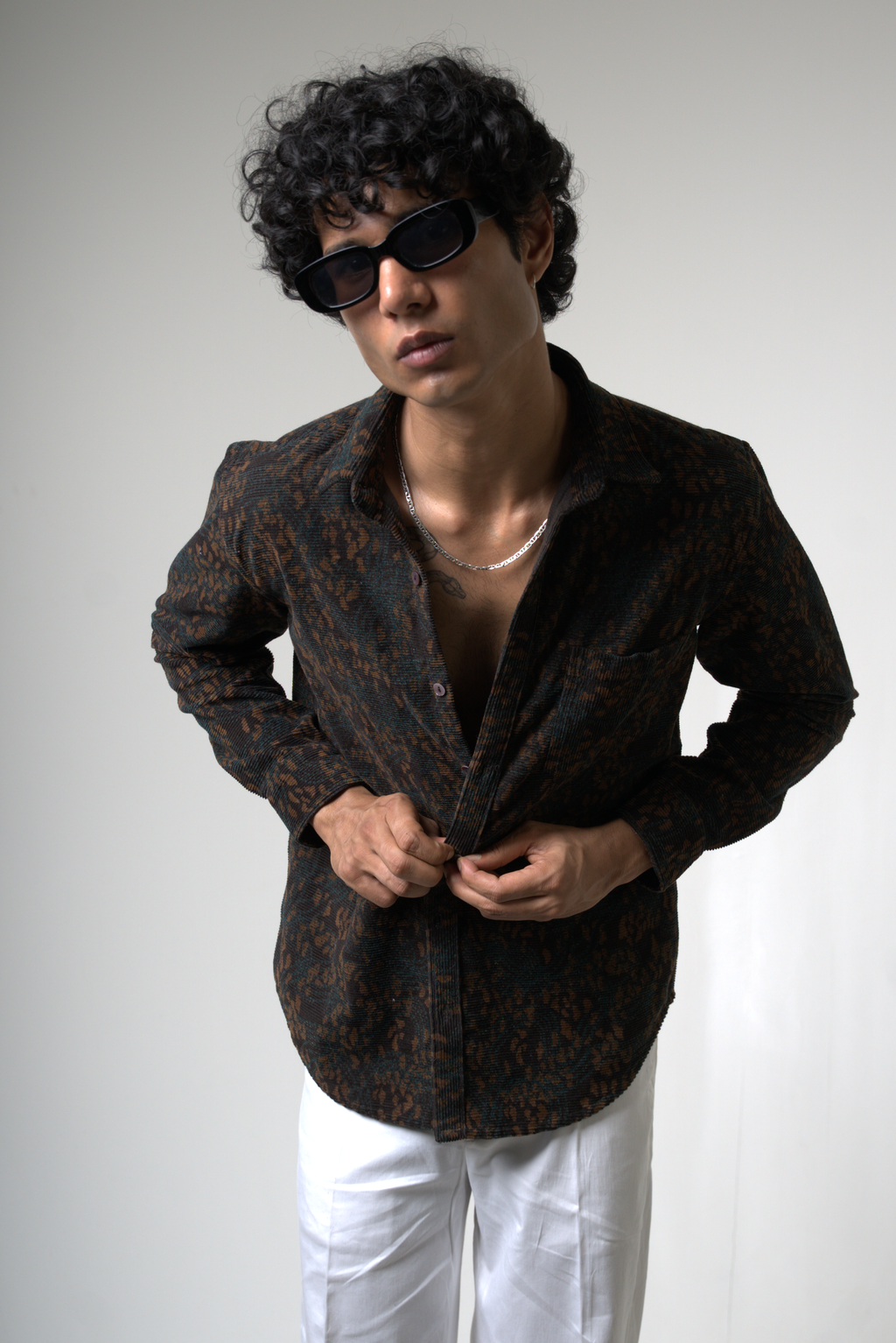 Brown Black Corduroy Shirt for Casual and Streetwear Style