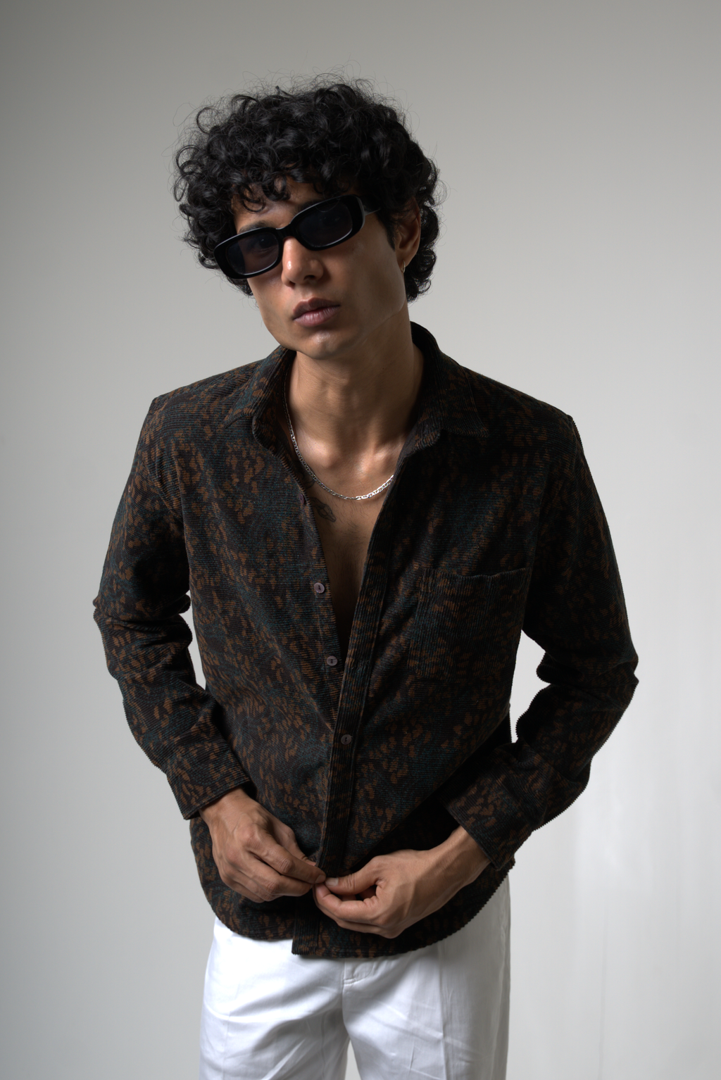 Brown Black Corduroy Shirt for Casual and Streetwear Style