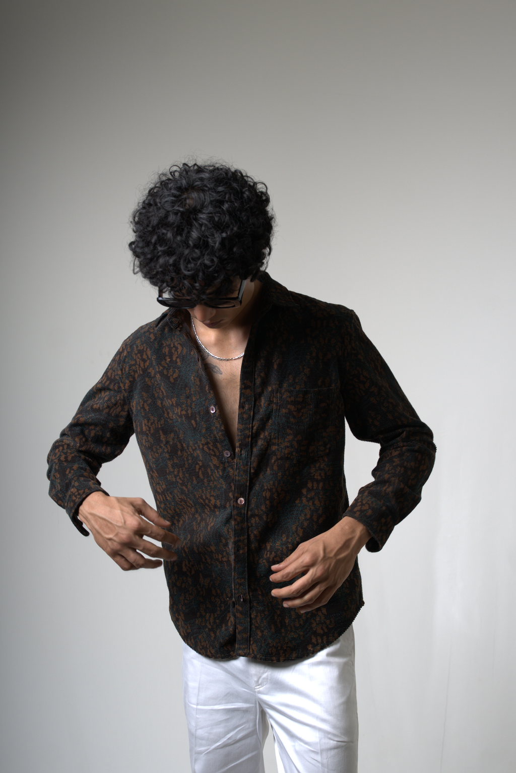 Brown Black Corduroy Shirt for Casual and Streetwear Style