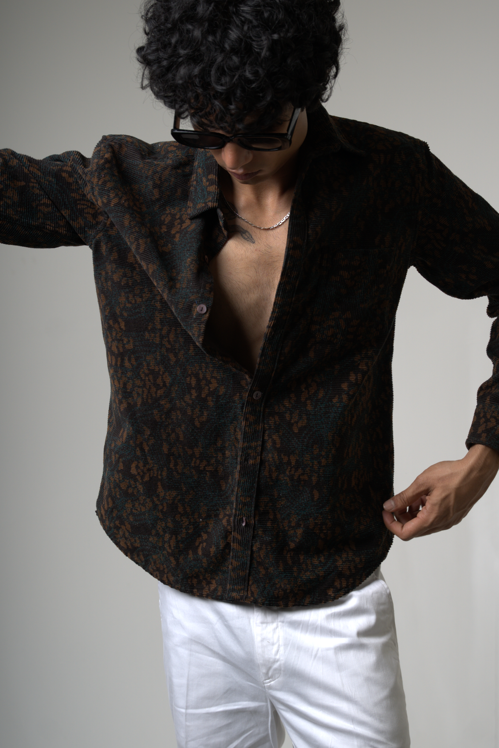 Brown Black Corduroy Shirt for Casual and Streetwear Style