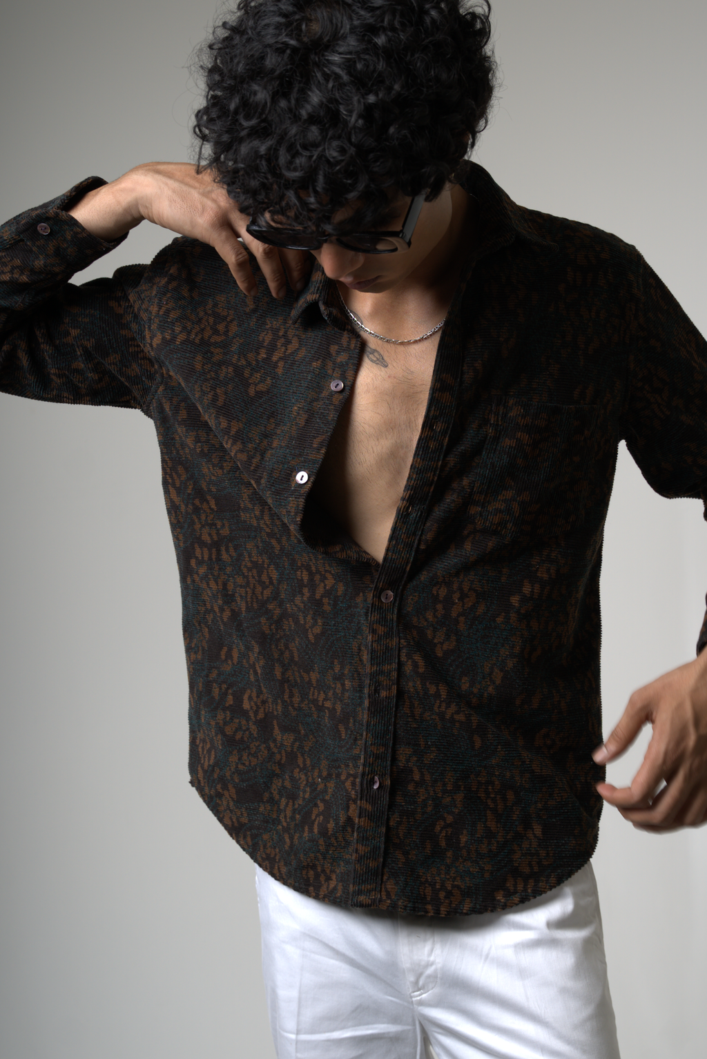 Brown Black Corduroy Shirt for Casual and Streetwear Style