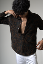 Brown Black Corduroy Shirt for Casual and Streetwear Style