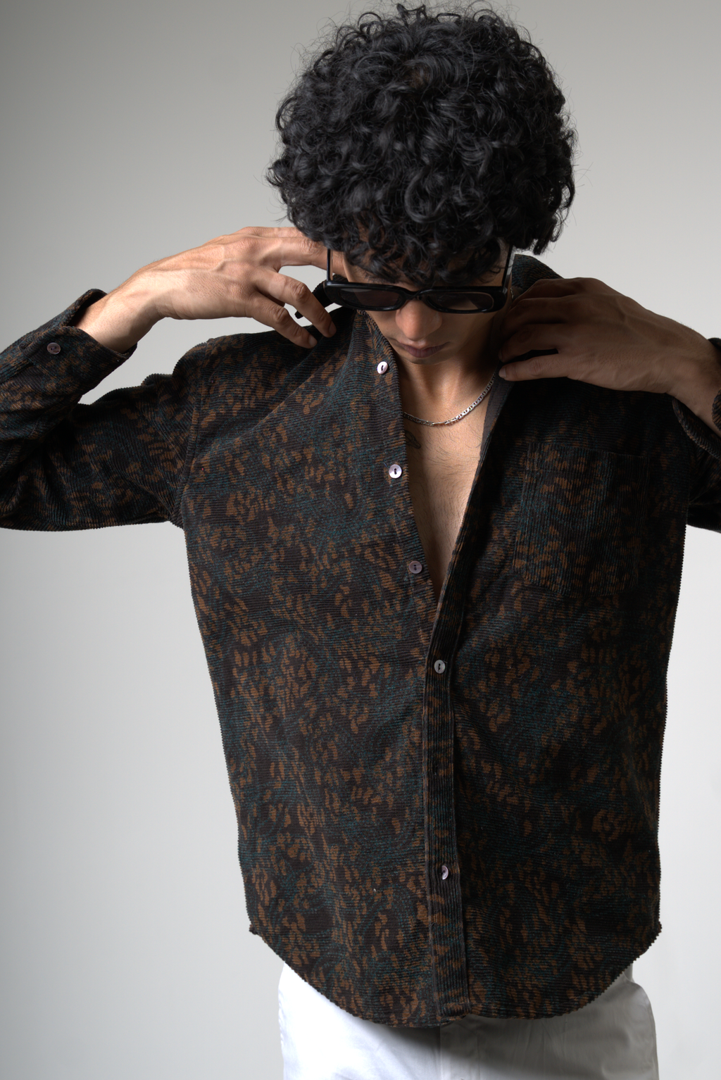 Brown Black Corduroy Shirt for Casual and Streetwear Style