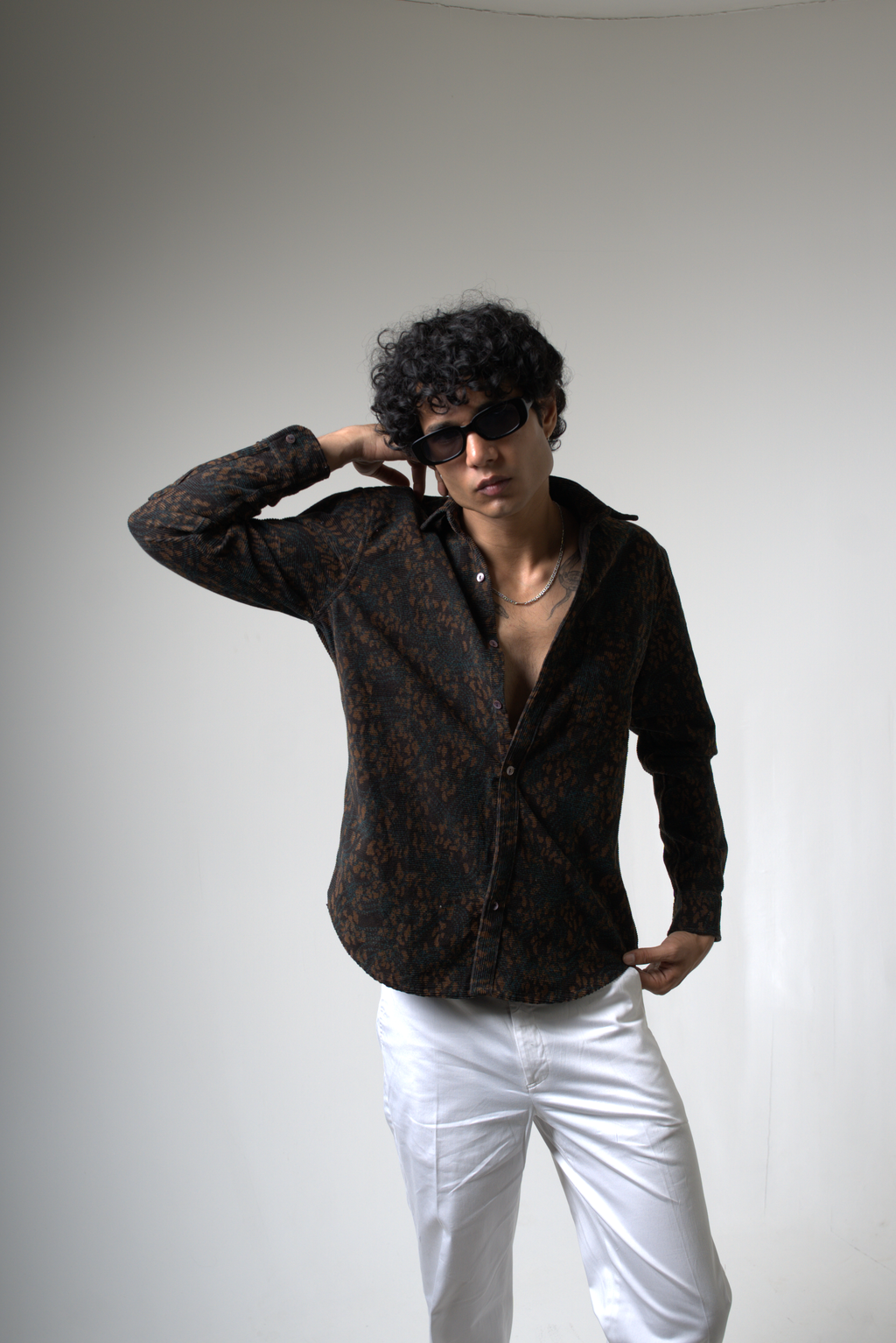 Brown Black Corduroy Shirt for Casual and Streetwear Style