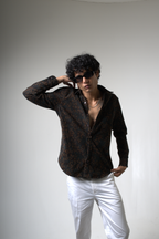 Brown Black Corduroy Shirt for Casual and Streetwear Style