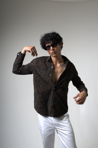 Brown Black Corduroy Shirt for Casual and Streetwear Style