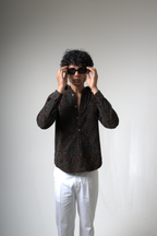 Brown Black Corduroy Shirt for Casual and Streetwear Style