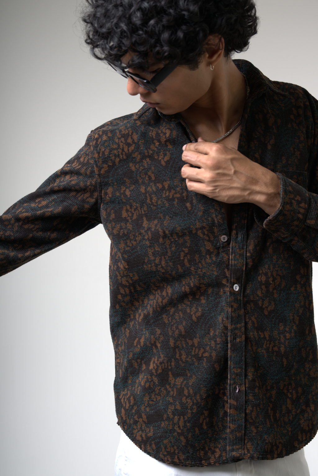 Brown Black Corduroy Shirt for Casual and Streetwear Style