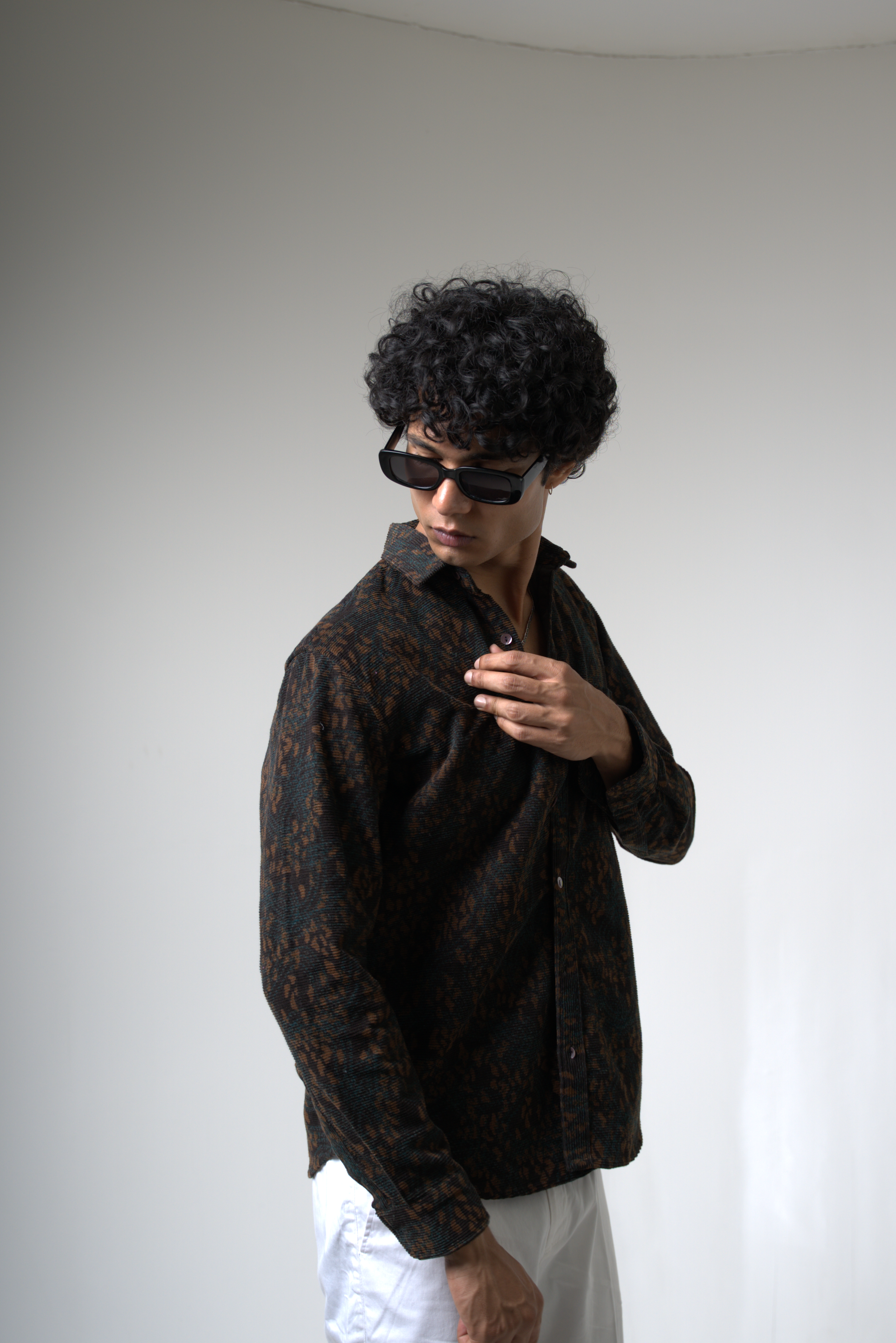 Brown Black Corduroy Shirt for Casual and Streetwear Style