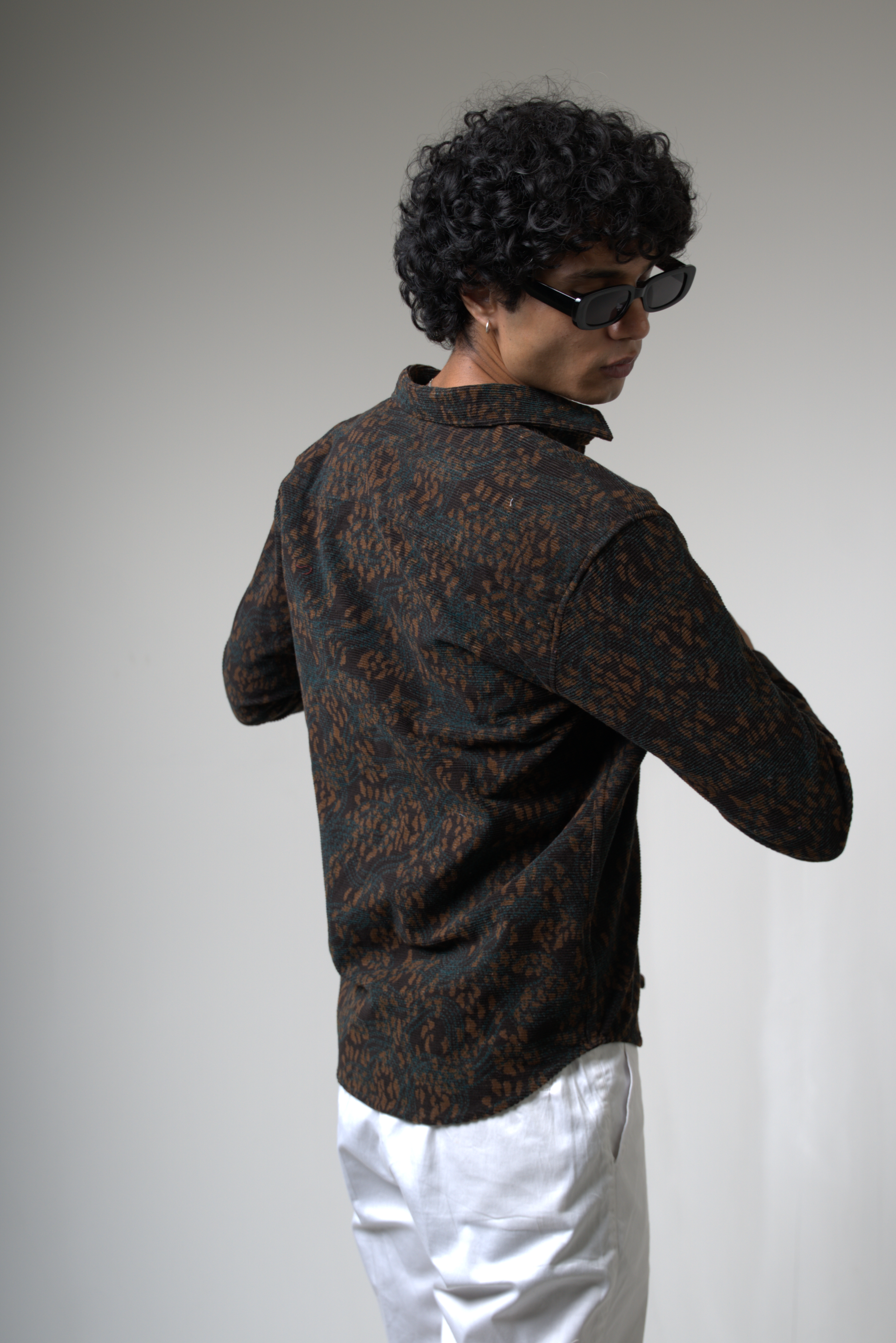 Brown Black Corduroy Shirt for Casual and Streetwear Style