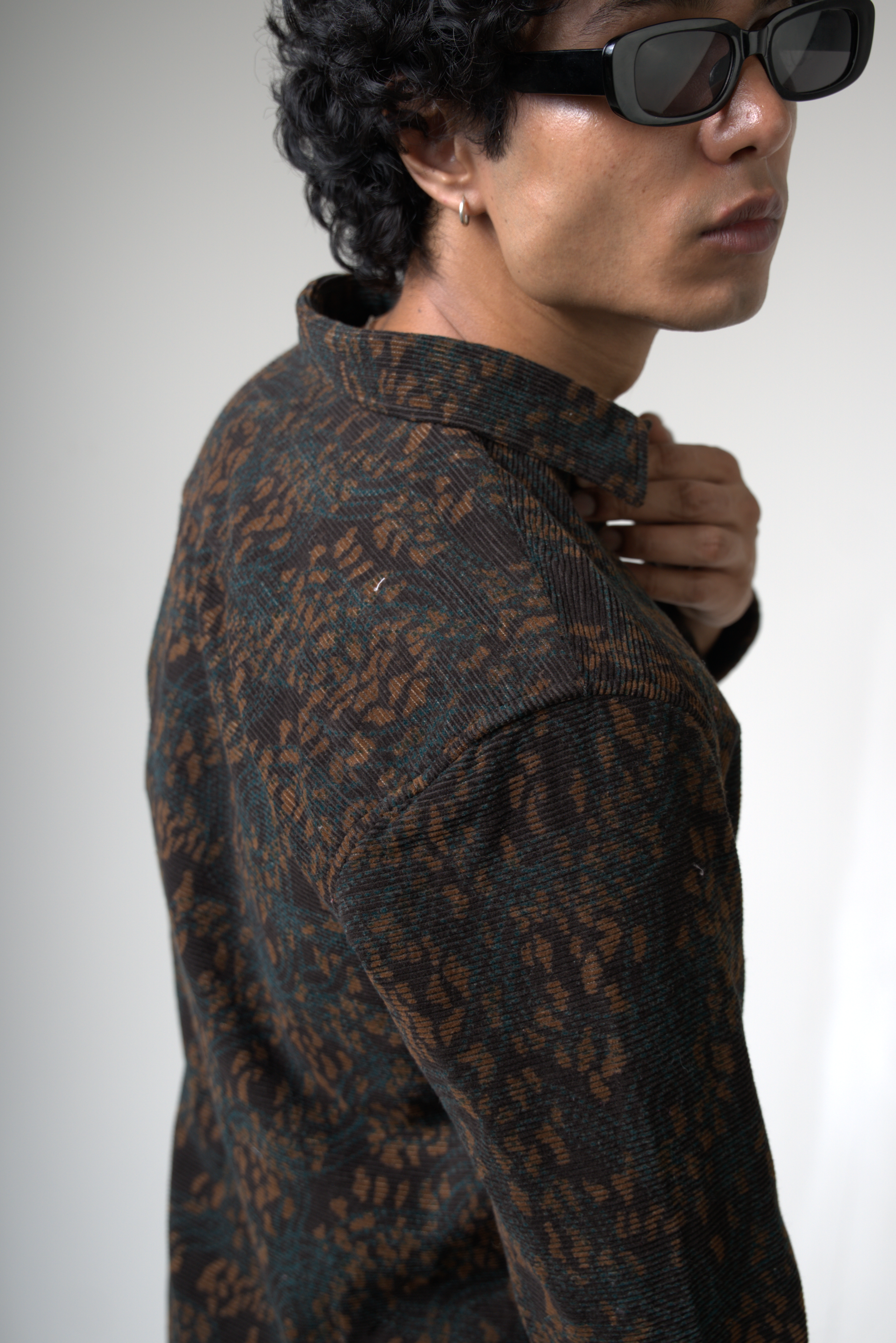Brown Black Corduroy Shirt for Casual and Streetwear Style