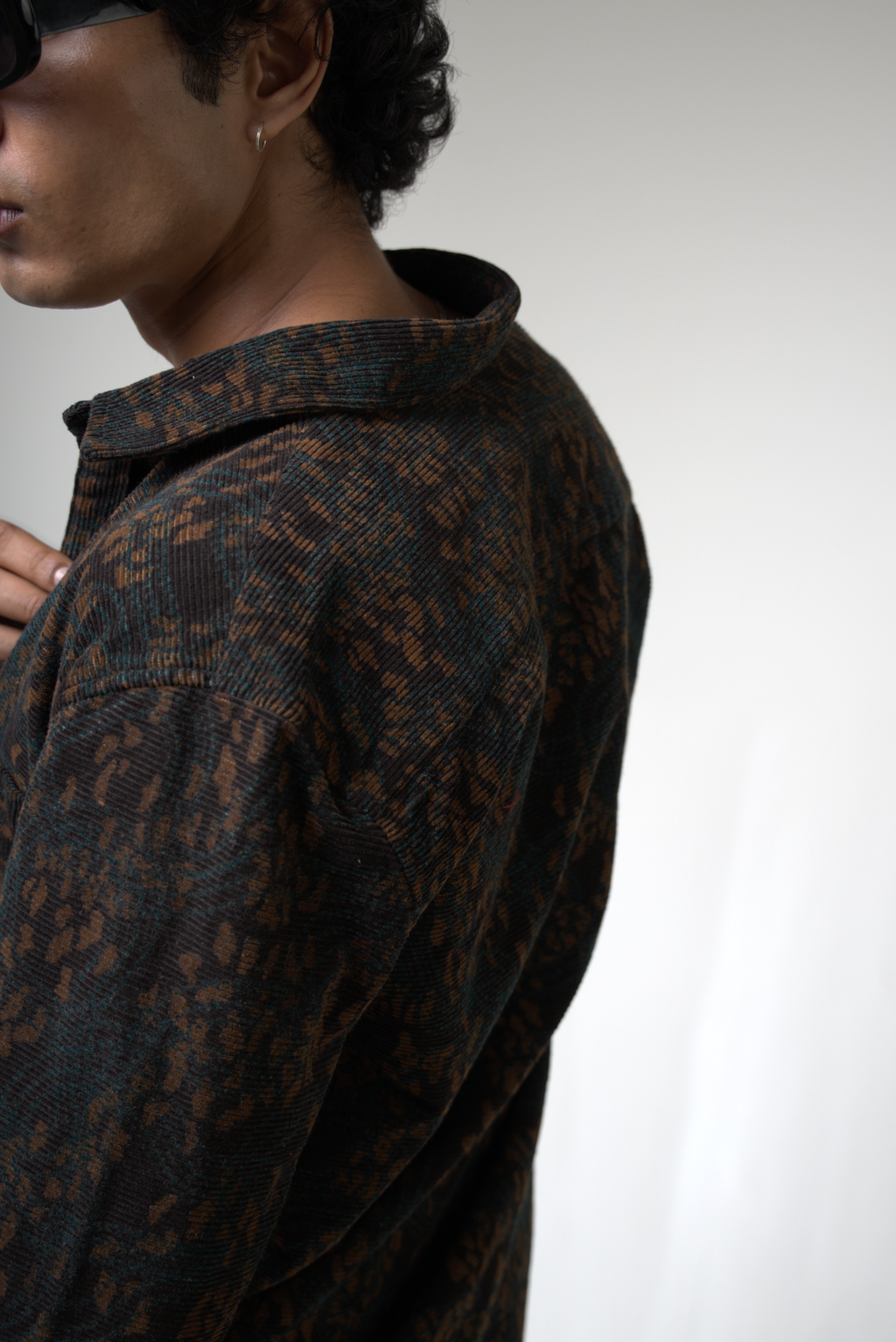 Brown Black Corduroy Shirt for Casual and Streetwear Style