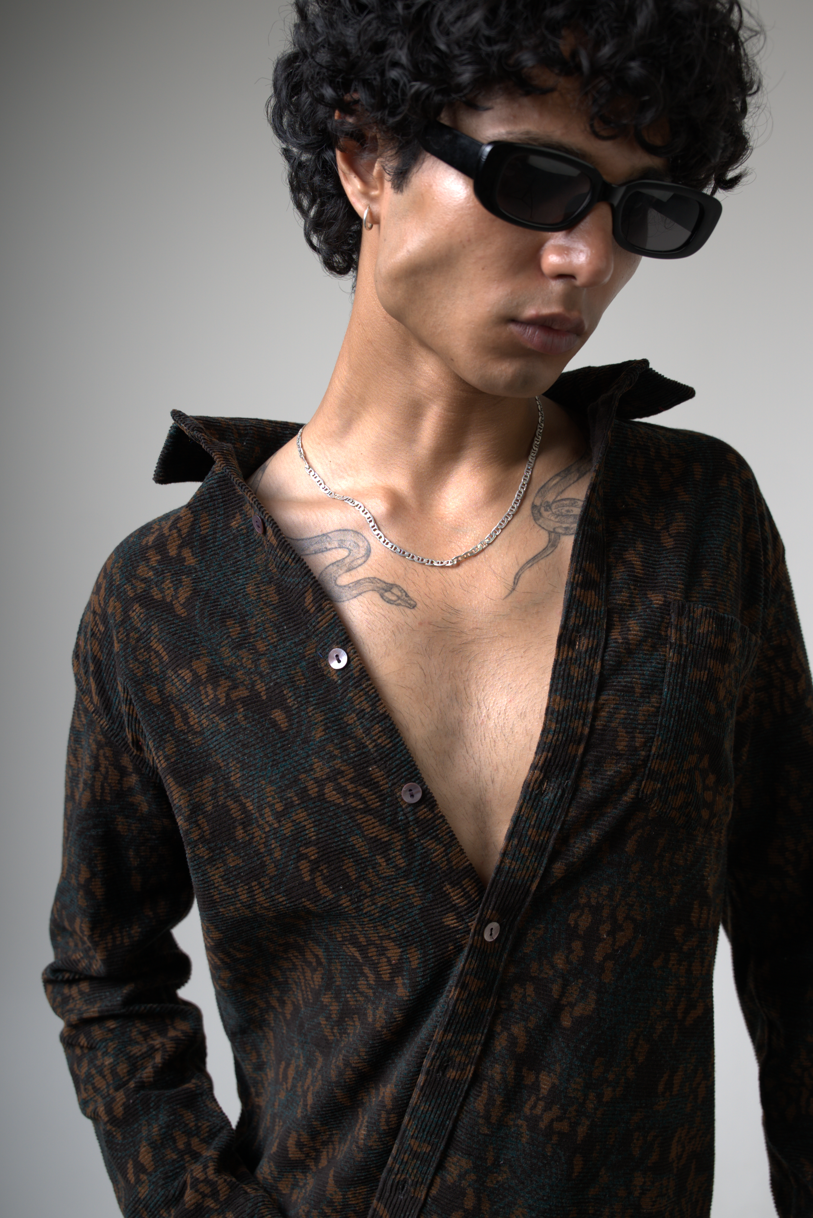 Brown Black Corduroy Shirt for Casual and Streetwear Style