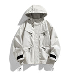 Japanese Style Retro Zippered Pocket Hooded Loose Fit Functional Shell Jacket