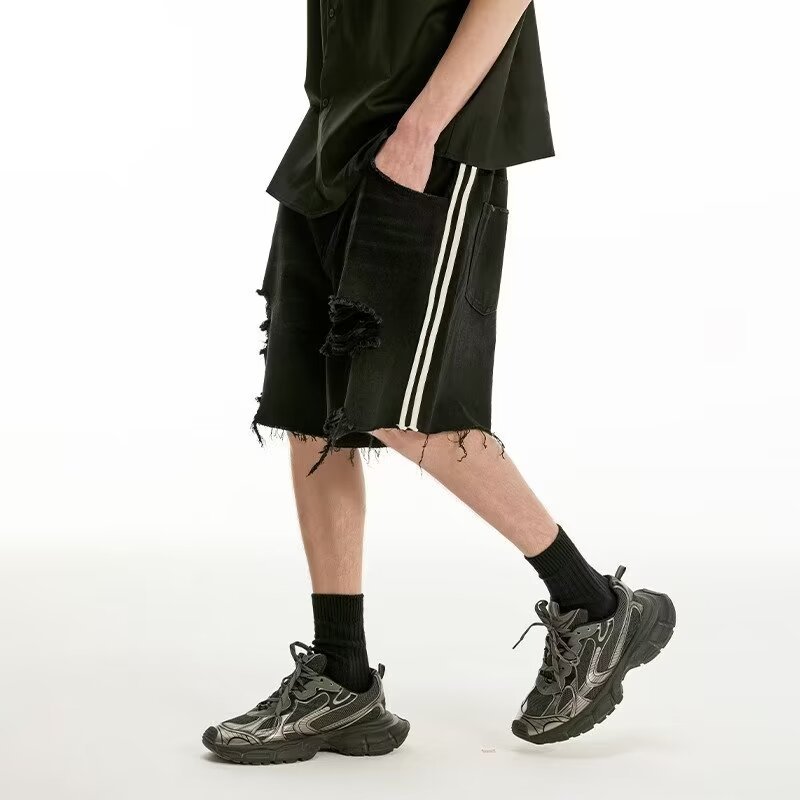 Men's Fashionable And Versatile Ripped Denim Shorts