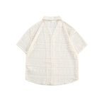 Couple Hollow Pattern Cuban Collar Short Sleeve Shirt