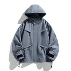 Japanese Style Retro Zippered Pocket Hooded Loose Fit Functional Shell Jacket
