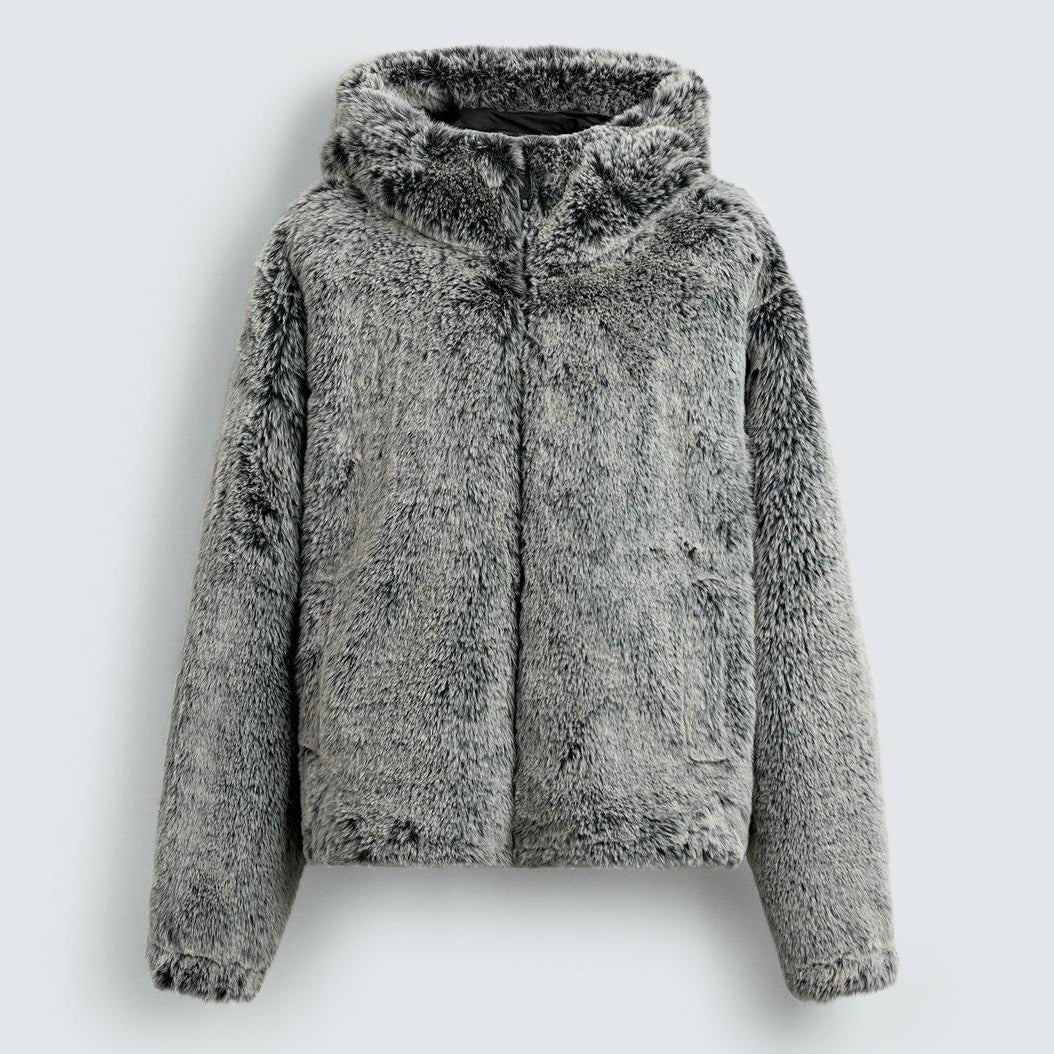 Hooded Faux Fur Jacket Coat dripkaar.com